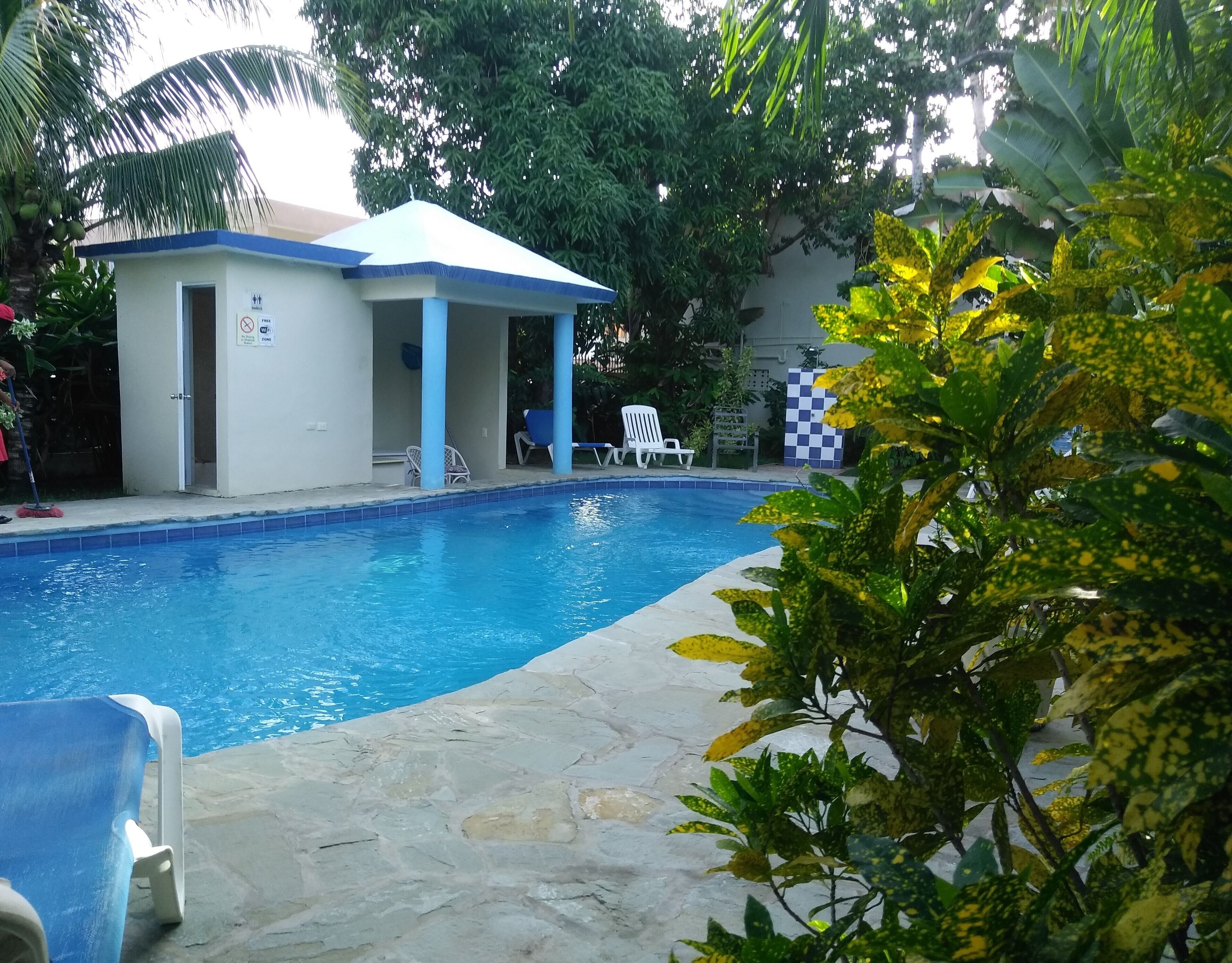 Una piscina al aire libre