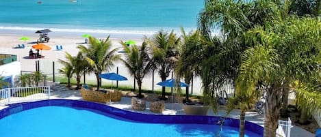 On the beach, white sand