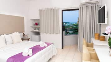 Suíte Master, Varanda, Vista Mar | Caja fuerte, wifi gratis, ropa de cama