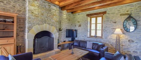 Televisor, llar de foc i reproductor de DVD