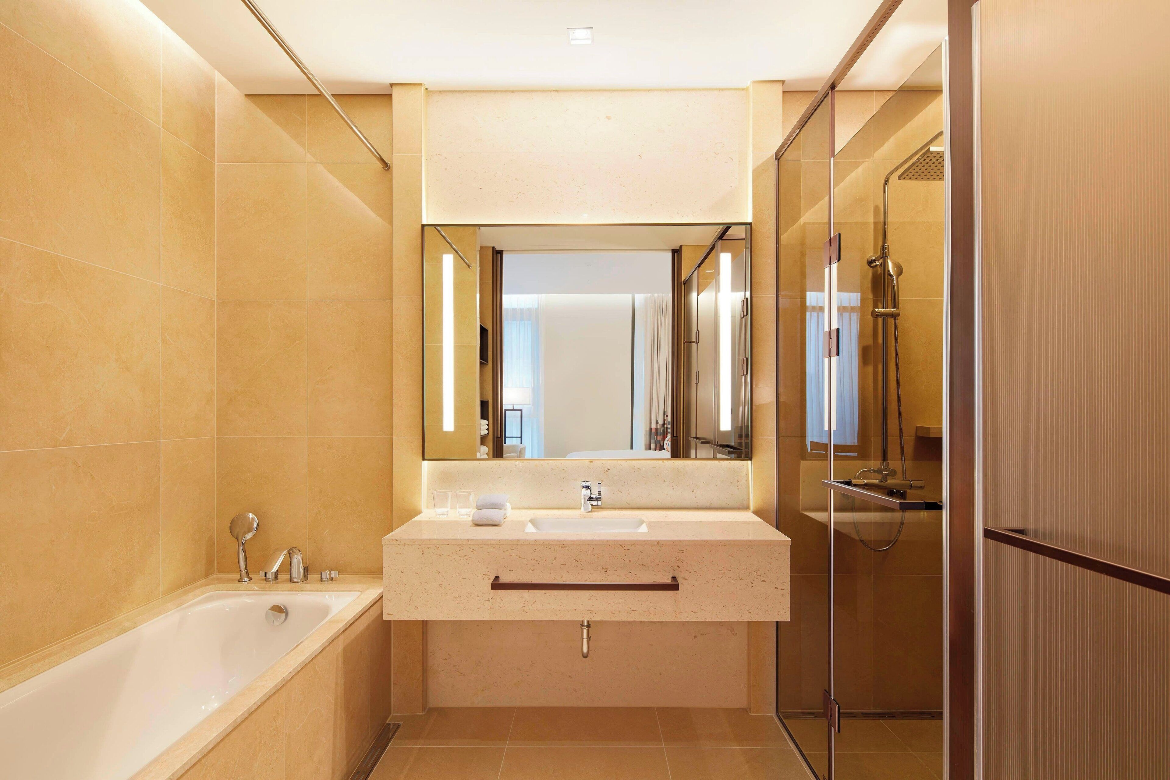 shower, free toiletries, hair dryer, bathrobes