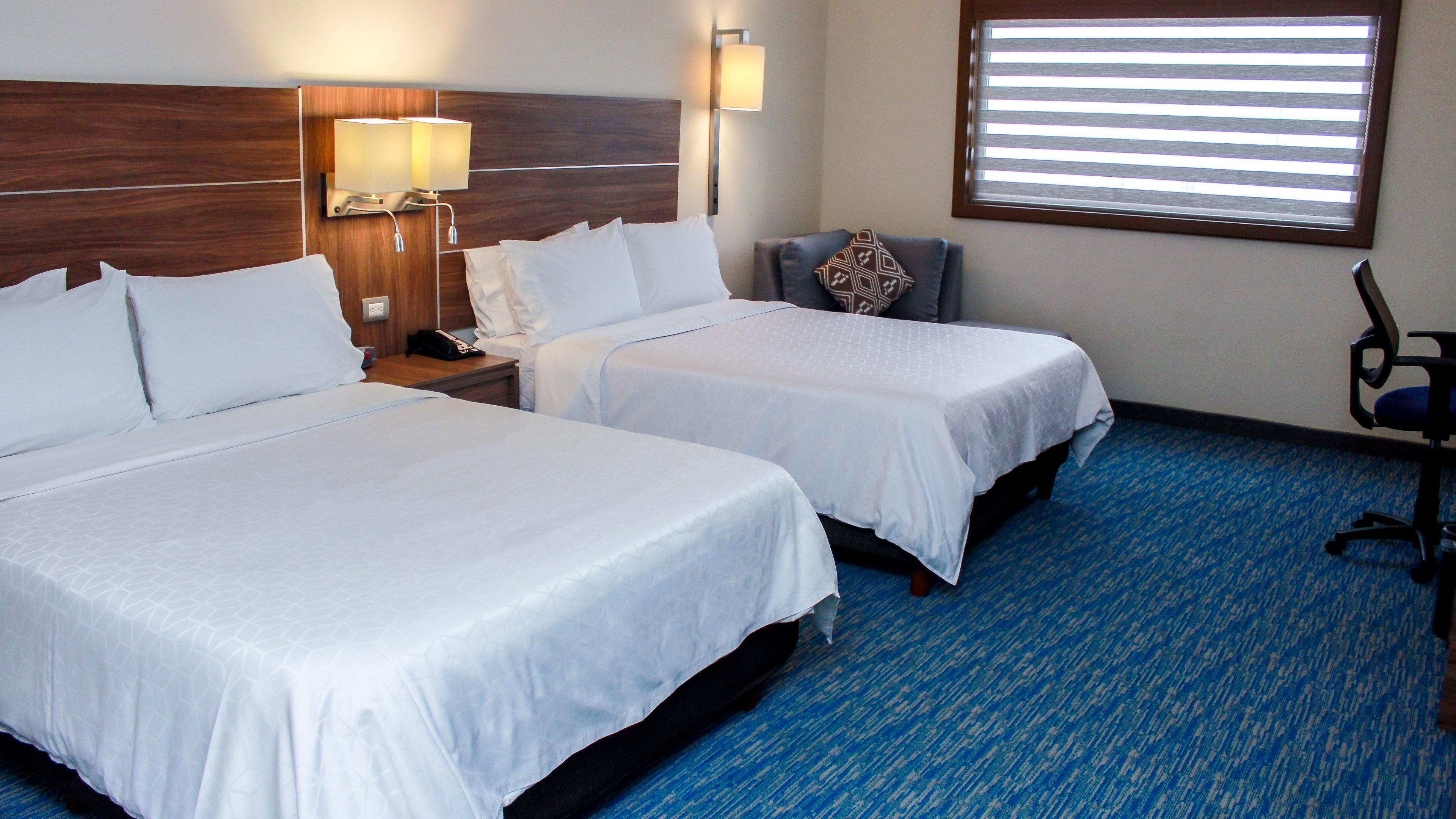 In-room safe, desk, iron/ironing board, cribs (free)