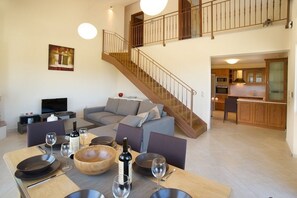 Villa, 3 Bedrooms | Living area | 32-inch flat-screen TV with satellite channels, TV, fireplace