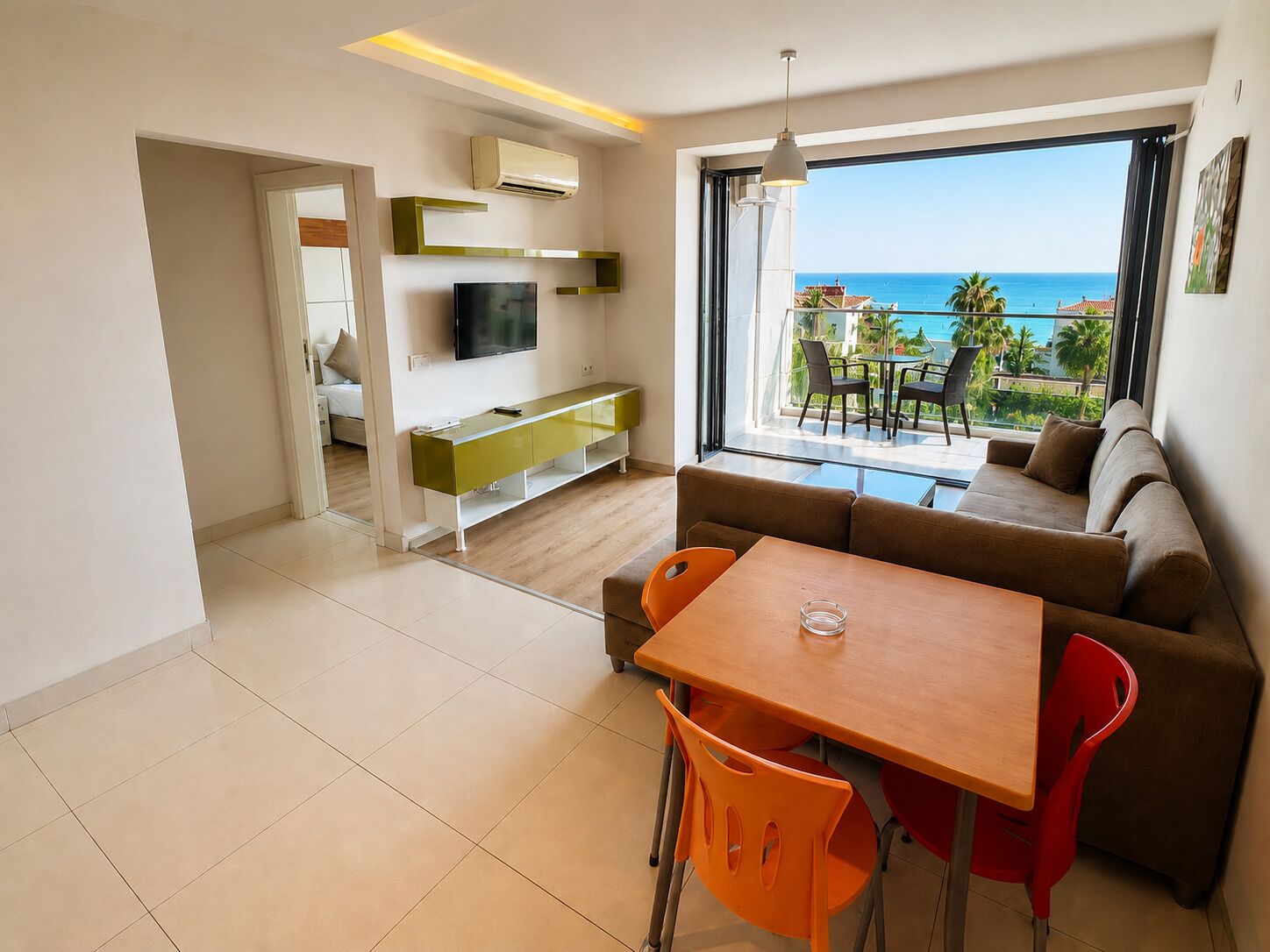 Appartement Deluxe, balcon, vue mer | Salle de séjour