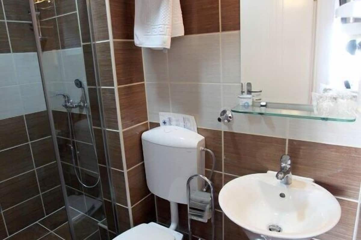 shower, free toiletries, hair dryer, slippers