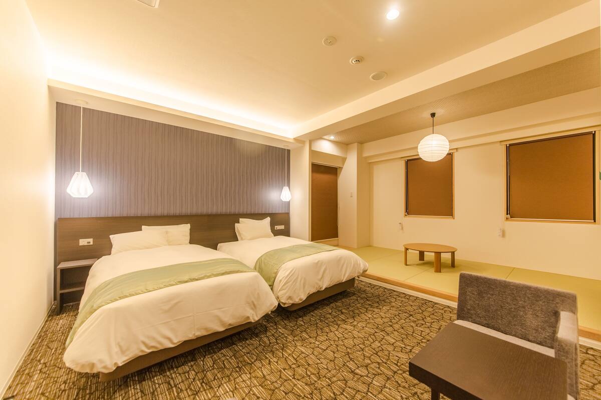 Japanese Western Style Room with Extra futon, Non Smoking | In-room safe, iron/ironing board (on request), free WiFi, bed sheets