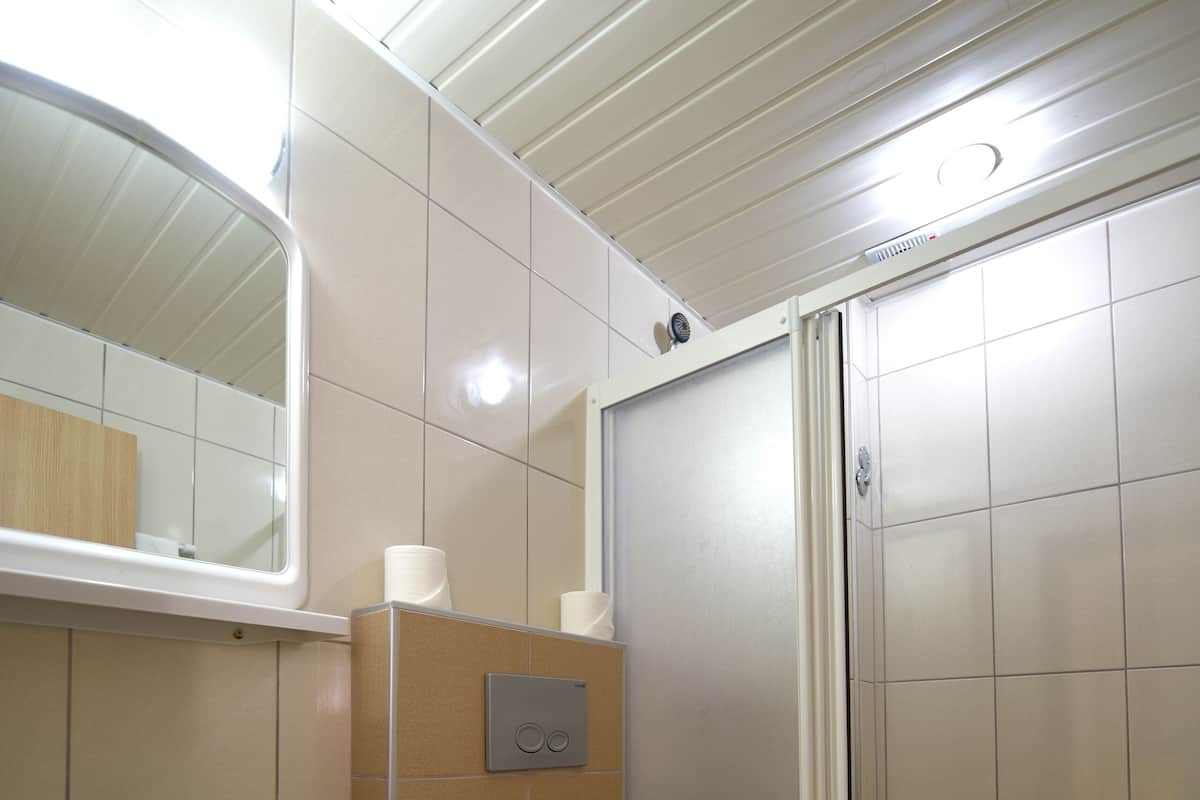 Een douche, gratis toiletartikelen, een haardroger, handdoeken