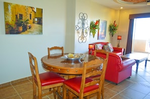 Apartment, 2 Bedrooms, Ocean View | Living area | 40-inch LED TV with cable channels, TV, iPod dock - Bella Sirena Rocky Point by Castaways (Puerto Peñasco)