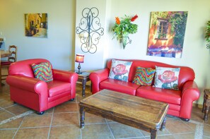 Apartment, 2 Bedrooms, Ocean View | Living area | 40-inch LED TV with cable channels, TV, iPod dock - Bella Sirena Rocky Point by Castaways (Puerto Peñasco)