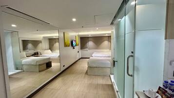 Shower, free toiletries, hair dryer, slippers