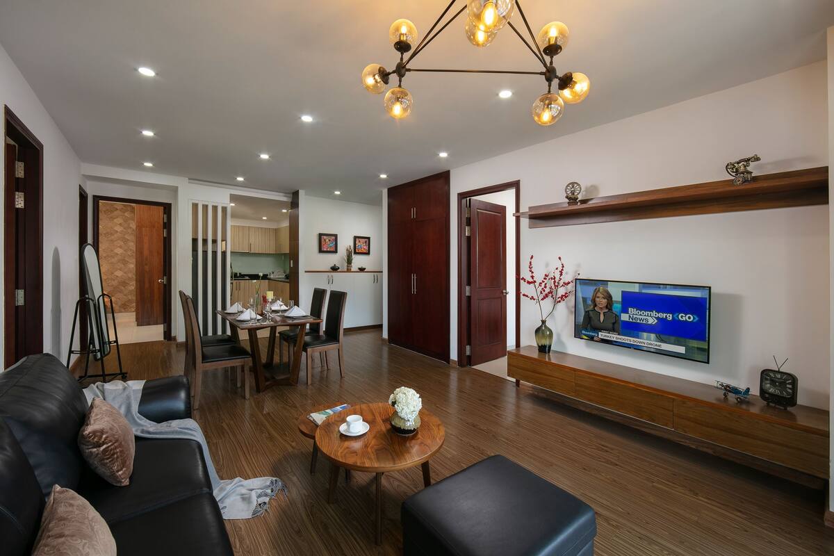 Deluxe Apartment, 3 Bedrooms, City View, Tower | Living area | 43-inch LCD TV with cable channels, TV