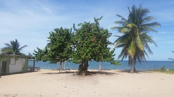 Una playa cerca, toallas de playa, kayak