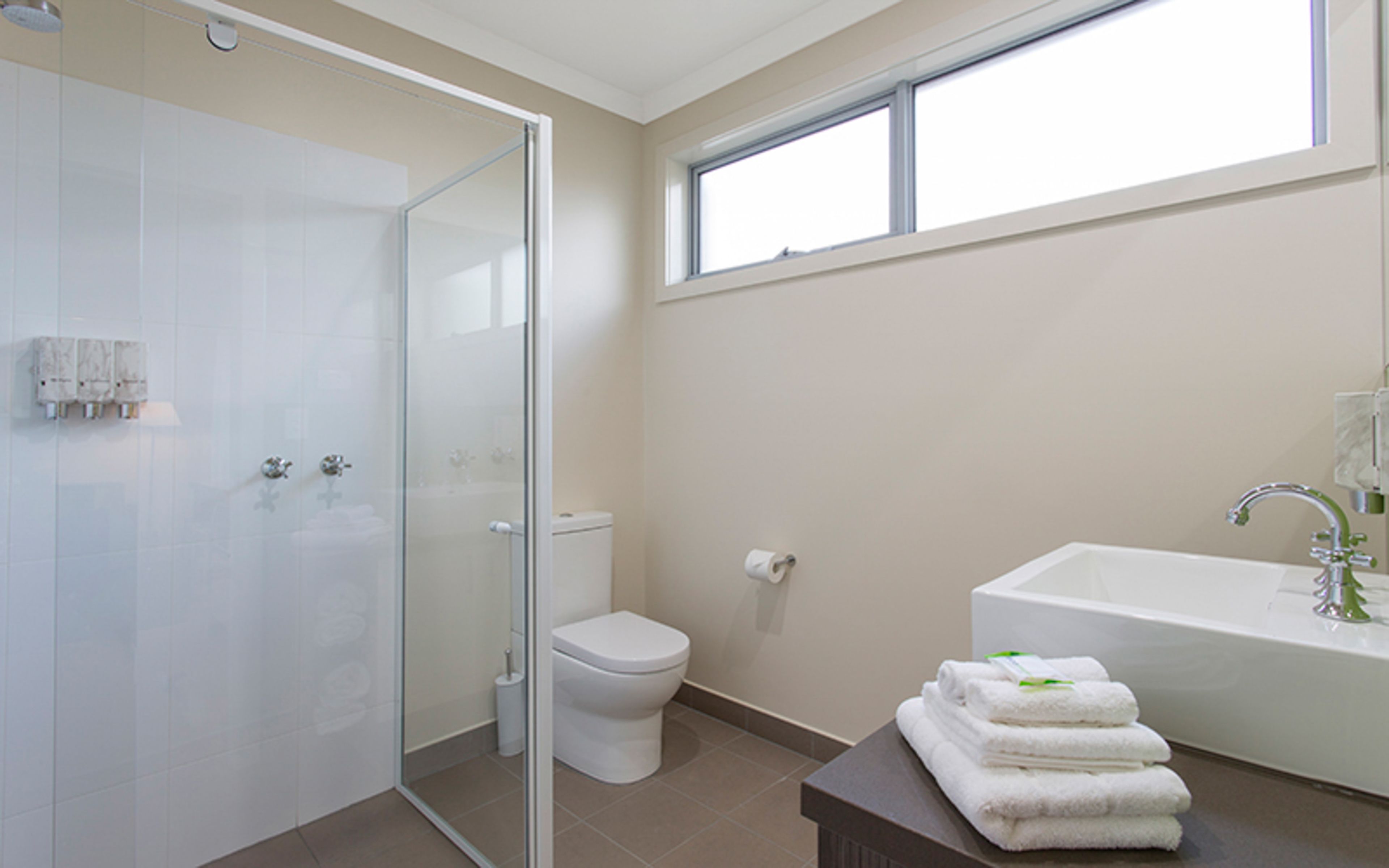 free toiletries, hair dryer, towels