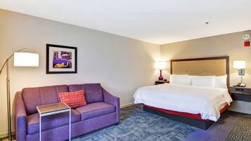 Room, 1 King Bed with Sofa bed, Non Smoking, Refrigerator & Microwave | Living area | 50-inch LCD TV with cable channels, TV