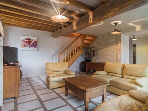 Télévision, cheminée, lecteur de DVD