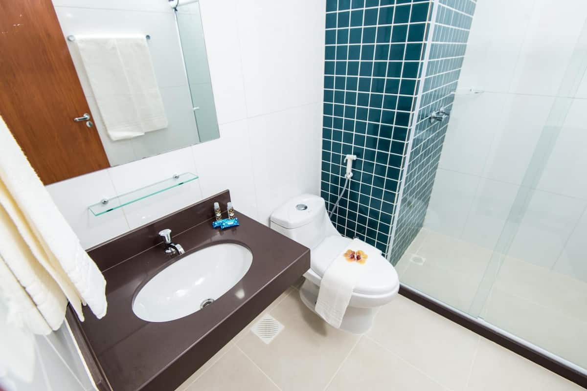 shower, free toiletries, towels