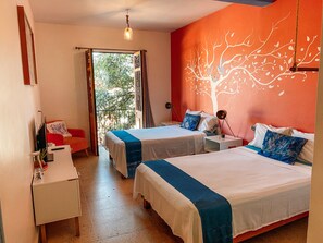 Comfort Double Room, 2 Double Beds, City View | Television - Azul Cielo Hostel (Oaxaca)