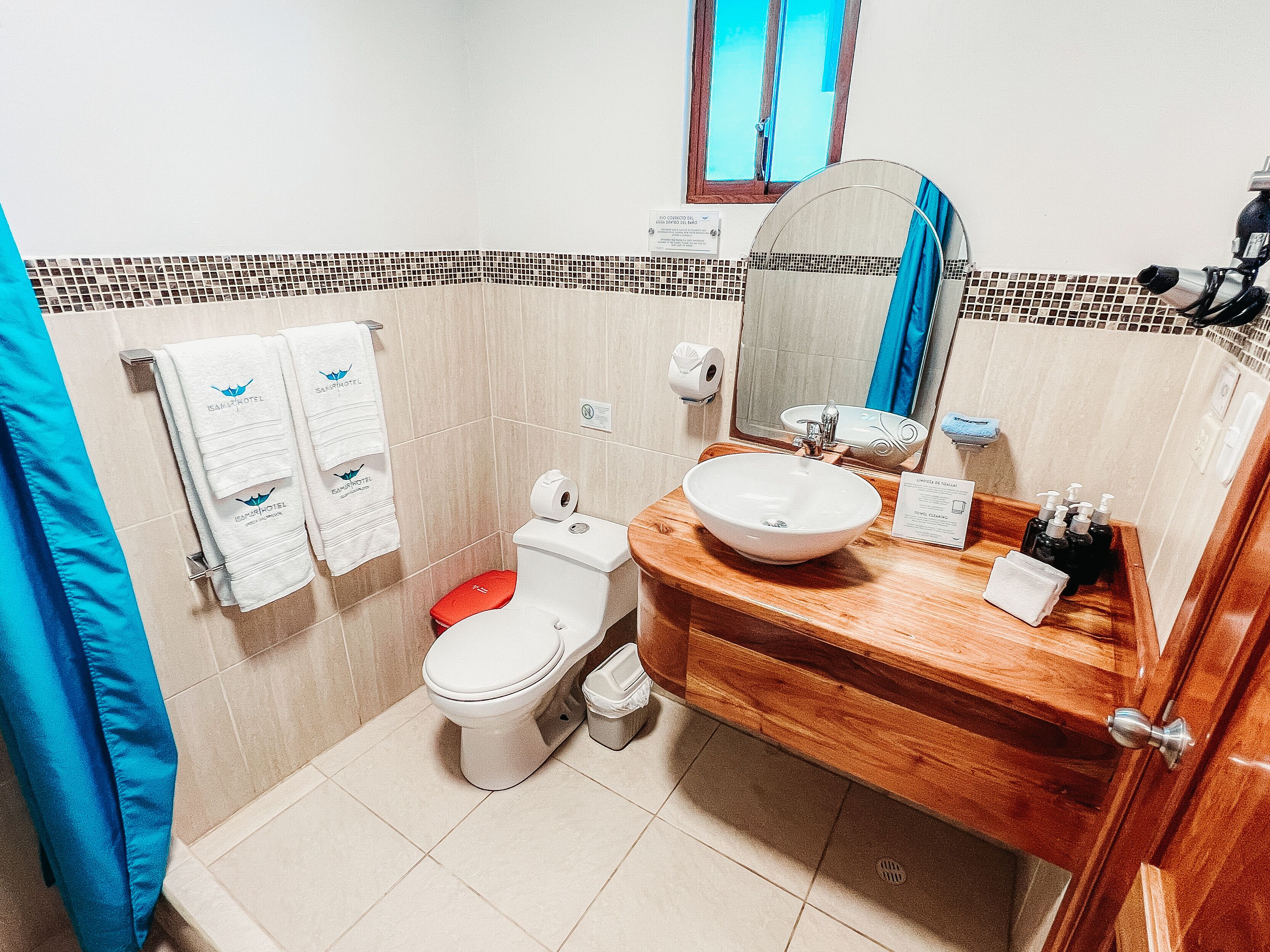 shower, rainfall showerhead, designer toiletries, hair dryer