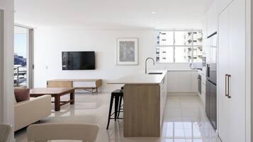 Premium-Apartment, 2 Schlafzimmer, Nichtraucher, Terrasse | 1 Schlafzimmer, hochwertige Bettwaren, individuell eingerichtet