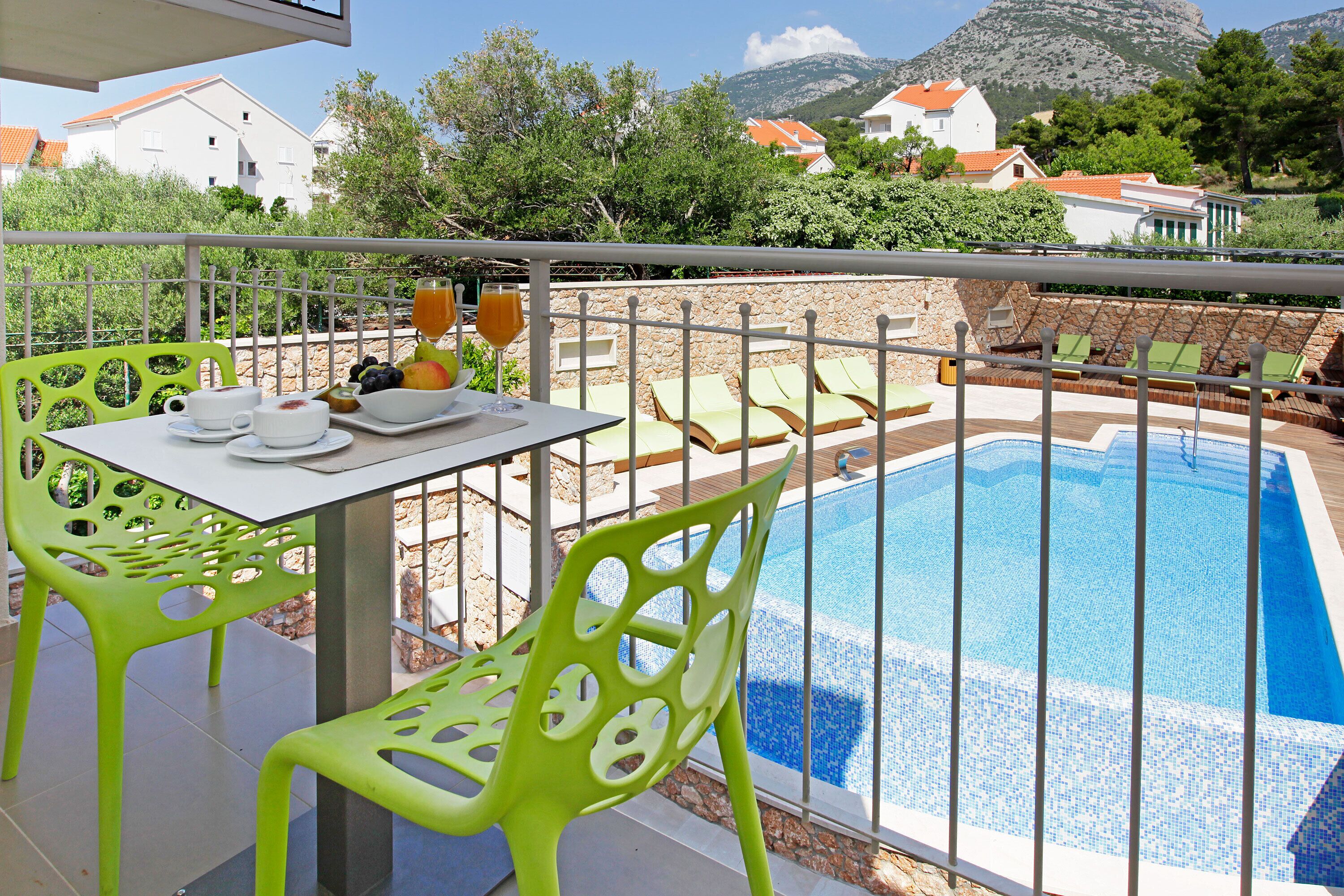 standard double or twin room, balcony, pool view | view from room