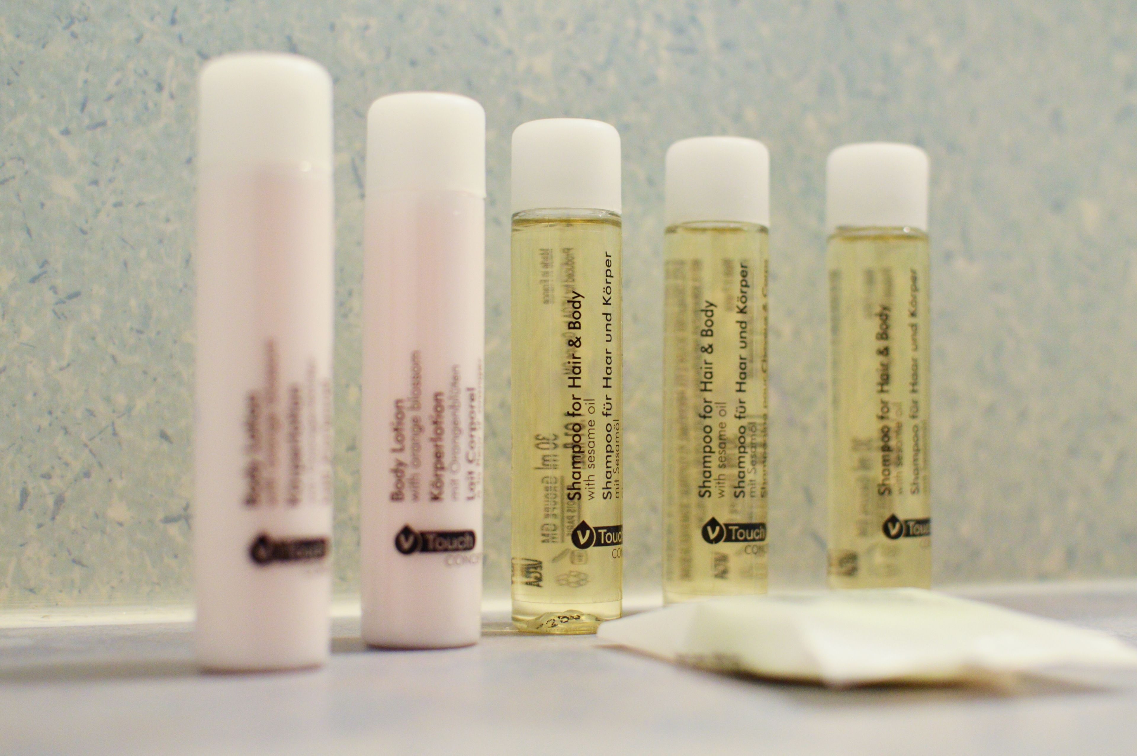 free toiletries, hair dryer, towels