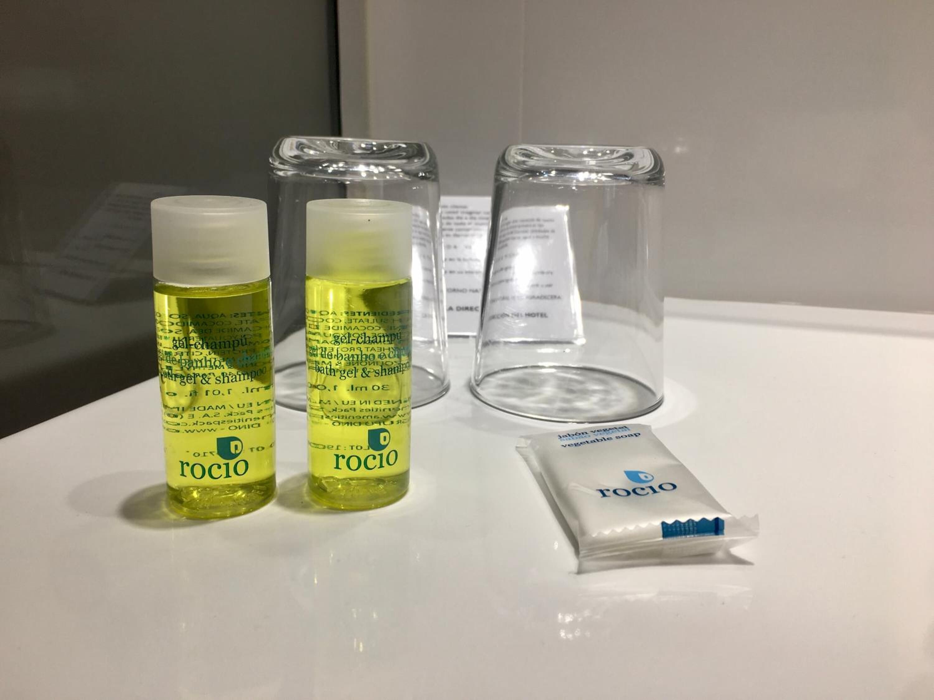 free toiletries, hair dryer, towels