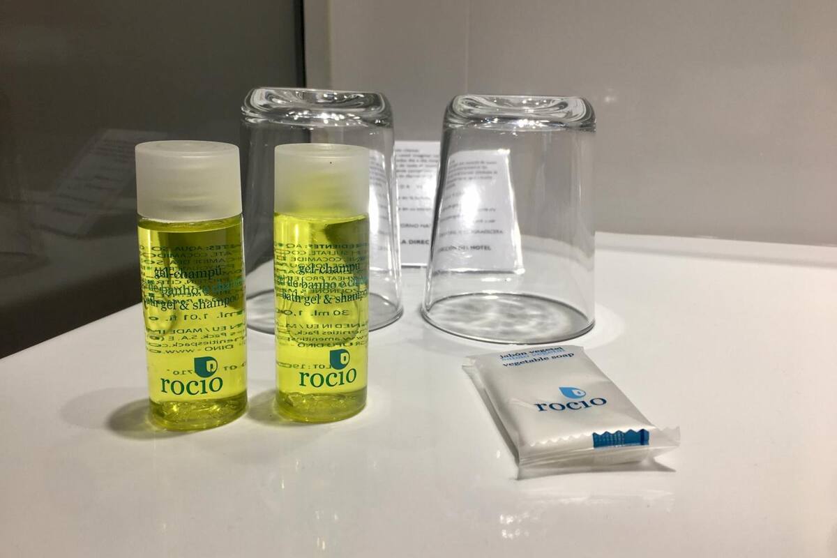 free toiletries, hair dryer, towels