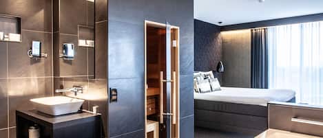 Svit - bastu (Wellness Suite Black) | Badrum | Dusch, regndusch, gratis toalettartiklar och hårtork