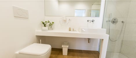 Shower, rainfall showerhead, hair dryer, bidet