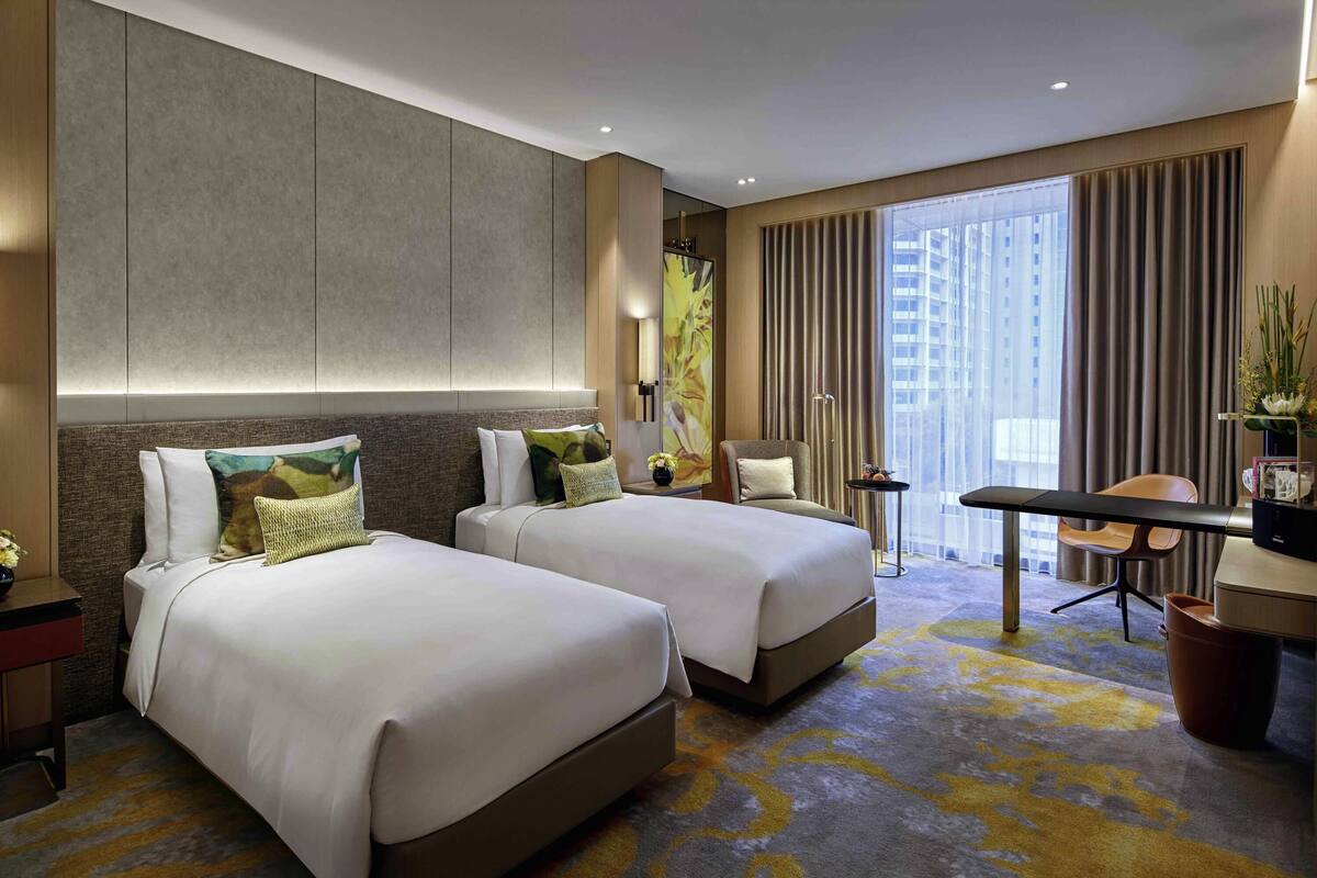 luxury club room, club millésime access, 2 single beds, heritage or pool view, high floor | 1 bedroom, premium bedding, down duvets, minibar