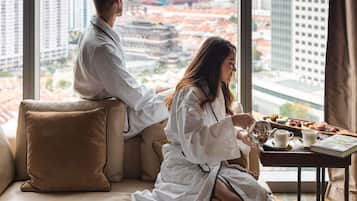 Premium bedding, down comforters, minibar, in-room safe