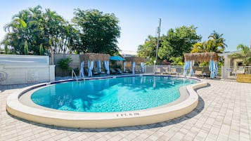 Outdoor pool, open 8:00 AM to 6:00 PM, free cabanas, pool umbrellas