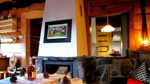 Chalet, 6 Bedrooms, Terrace, Mountain View (Number 1) | Living room | Flat-screen TV, fireplace - Bajkowa Chata (Poronin)