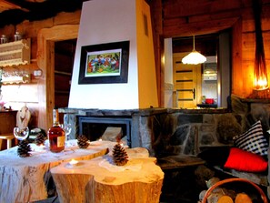 Chalet, 6 Bedrooms, Terrace, Mountain View (Number 1) | Living room | Flat-screen TV, fireplace - Bajkowa Chata (Poronin)