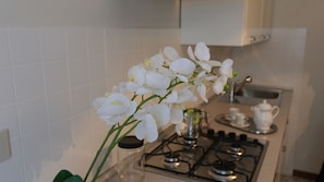 Jääkaappi, mikroaaltouuni, liesi, leivänpaahdin