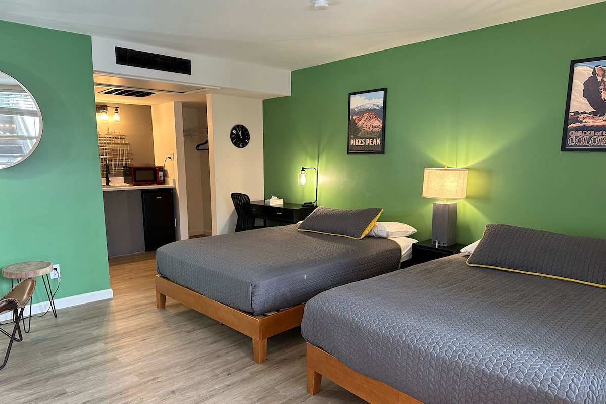 Premium Quadruple Room, 2 Queen Beds, Non Smoking, Refrigerator & Microwave | Desk, laptop workspace, free WiFi, bed sheets
