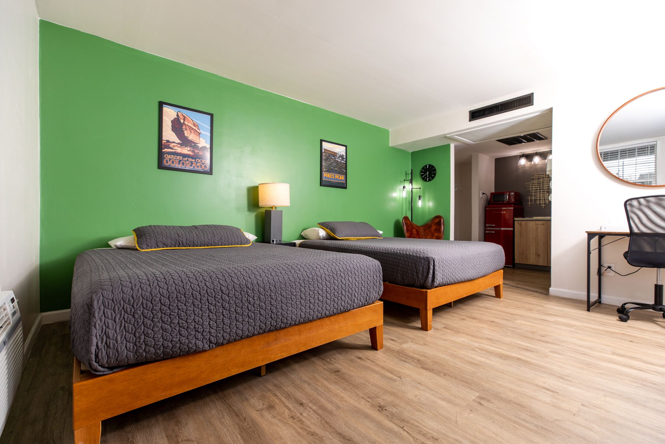 Premium Quadruple Room, 2 Queen Beds, Non Smoking, Refrigerator & Microwave | Desk, laptop workspace, free WiFi, bed sheets