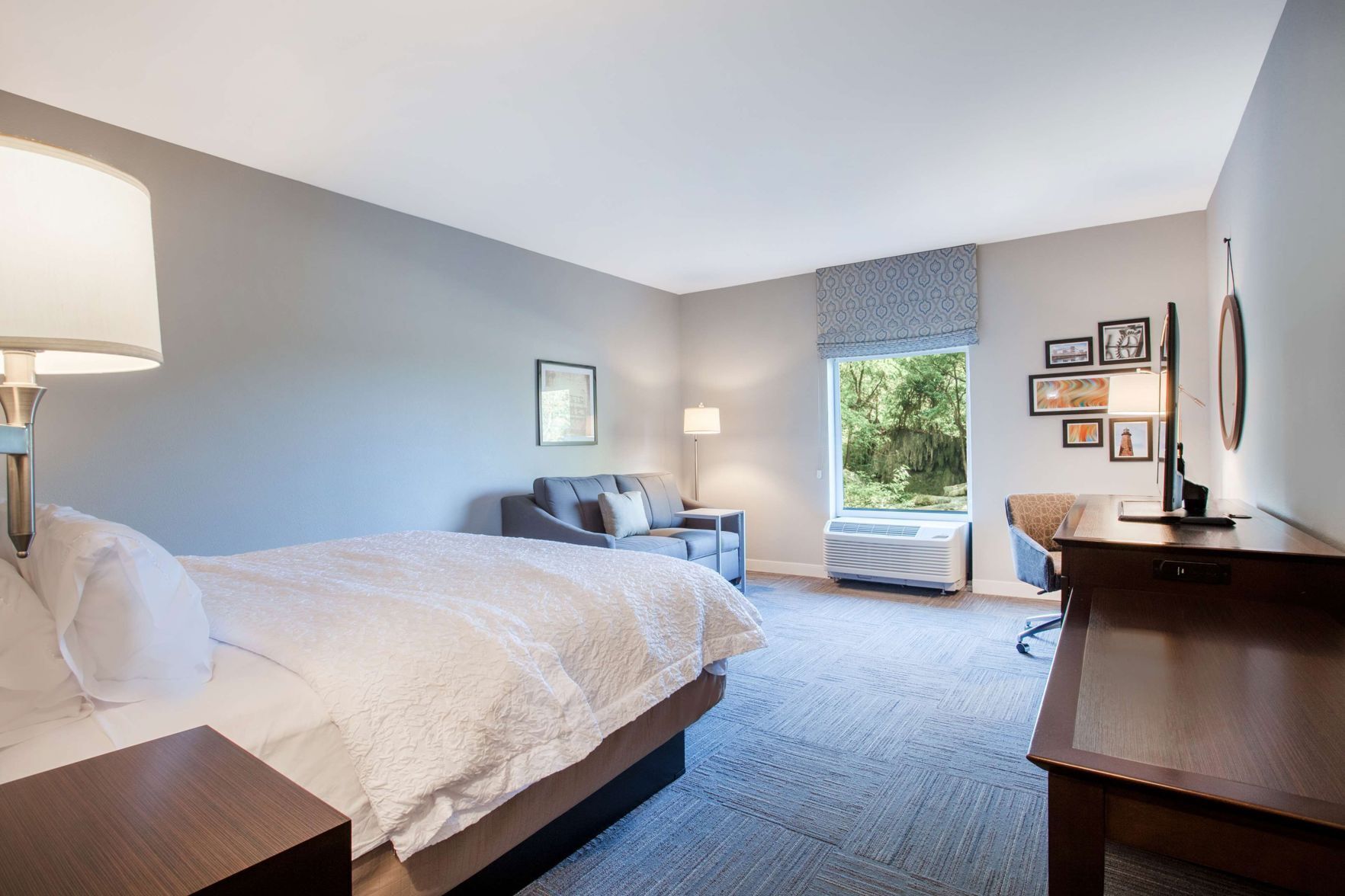 Premium bedding, down comforters, pillowtop beds, in-room safe