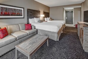 Deluxe Room, Multiple Beds, Balcony, River View | Premium bedding, blackout drapes, iron/ironing board