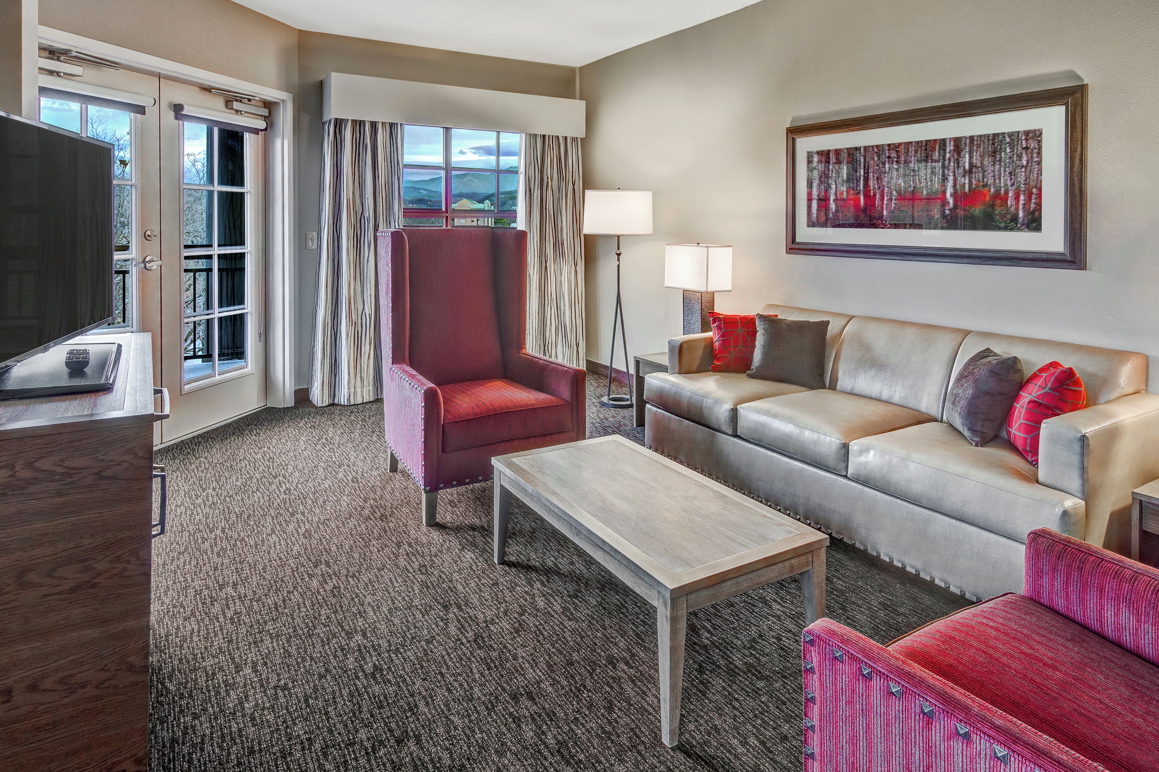 premium bedding, blackout curtains, iron/ironing board