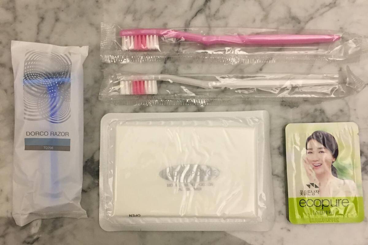 free toiletries, hair dryer, bathrobes, slippers