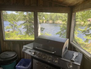 Standard Cabin, 3 Bedrooms, Lake View | Terrace/patio - Air-Dale Fishing and Hunting (Unorganized North Algoma)