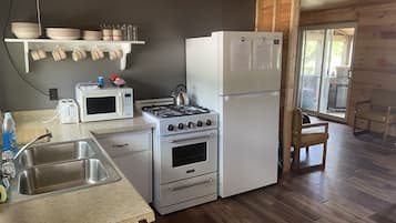 Refrigerador con freezer, microondas, horno, placa de cocina