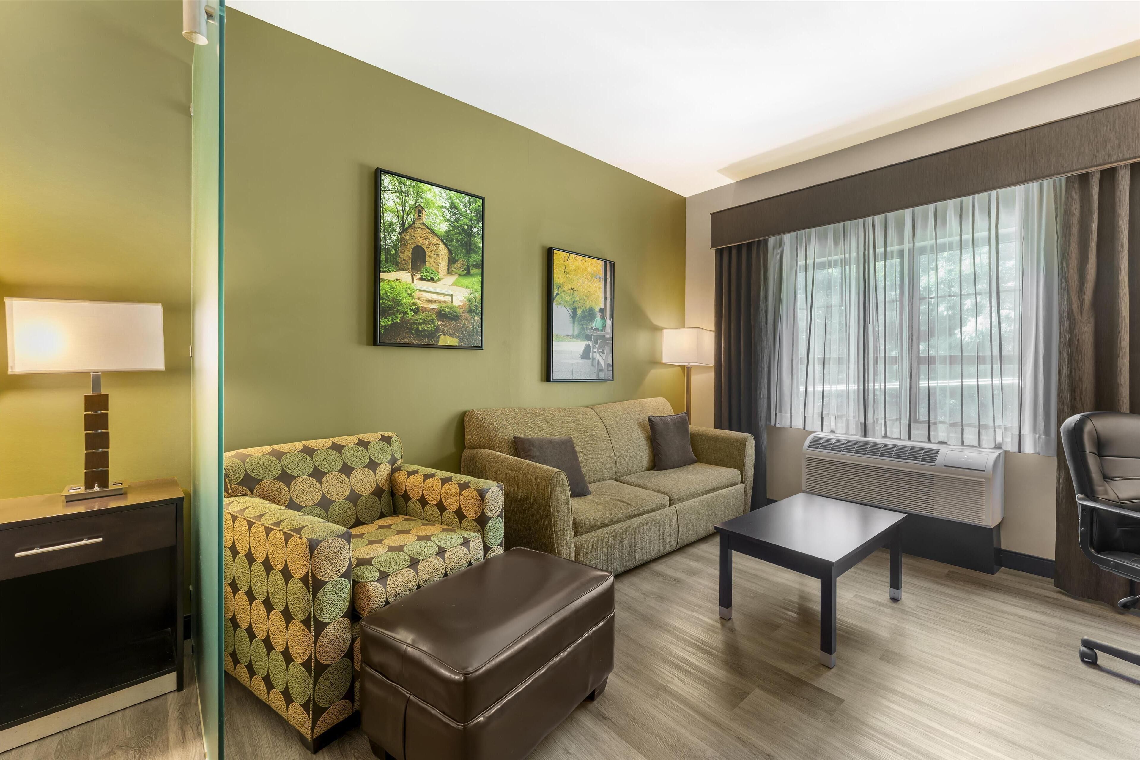 suite, 1 king bed, non smoking, refrigerator & microwave (larger room;with sofabed) | 1 bedroom, in-room safe, desk, laptop workspace