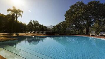 Outdoor pool, sun loungers