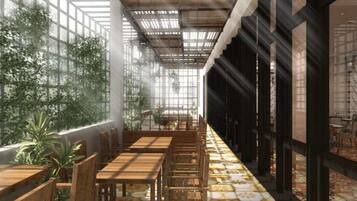 Breakfast, lunch, dinner served; international cuisine