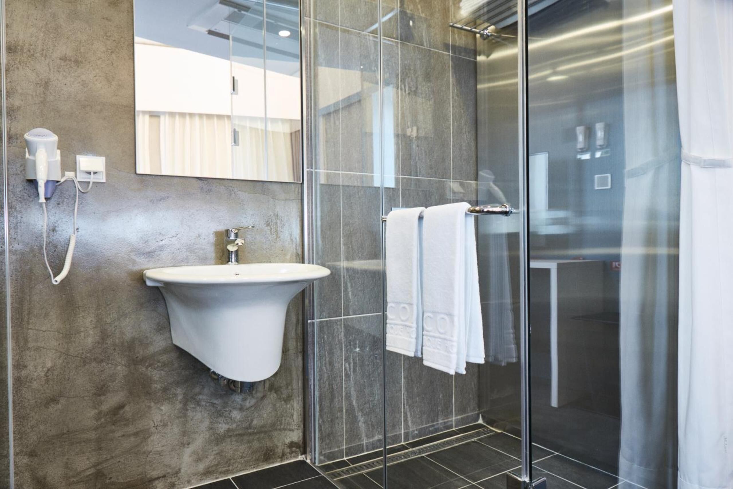 shower, free toiletries, hair dryer, bathrobes