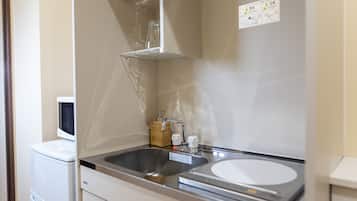 Fridge, microwave, electric kettle, rice cooker