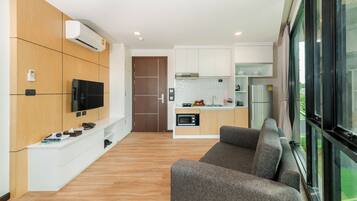 Perhehuone, 2 makuuhuonetta | Oleskelualue | Taulutelevisio