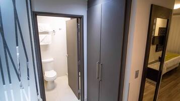 Family Room, 1 King Bed with Sofa bed, Ground Floor | Bathroom | Shower, hair dryer, towels, soap